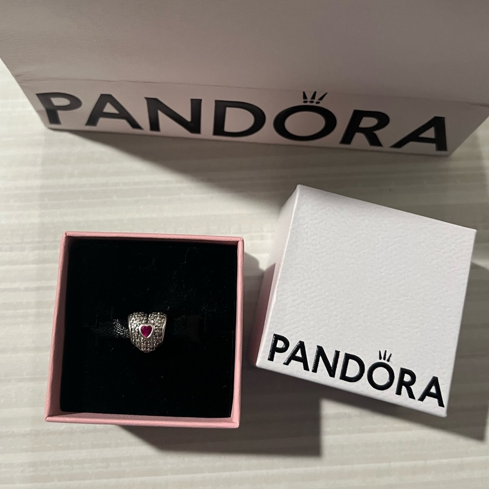 Pandora In My Heart Clear CZ & Synthetic Ruby Charm - Red